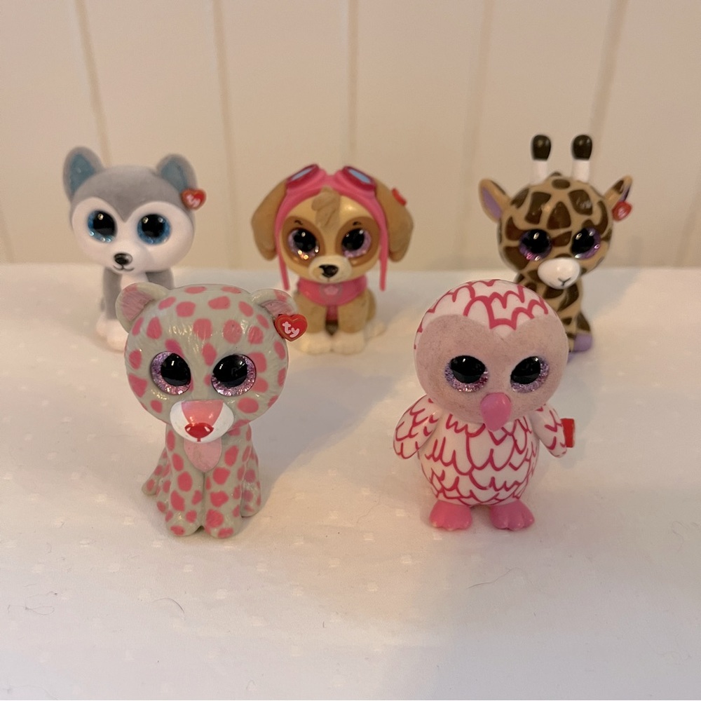 Ty Mini Boos Collectible Figurines Lot Paw Patrol Skye Slush Pinky Speckles Set